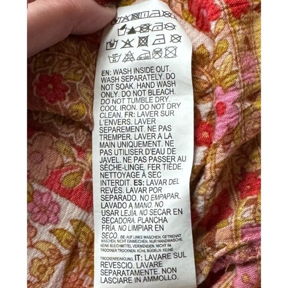 Billabong Womens Colorful Long Sleeve Button Down Floral Blouse Boho Peasant MED - Picture 8 of 10